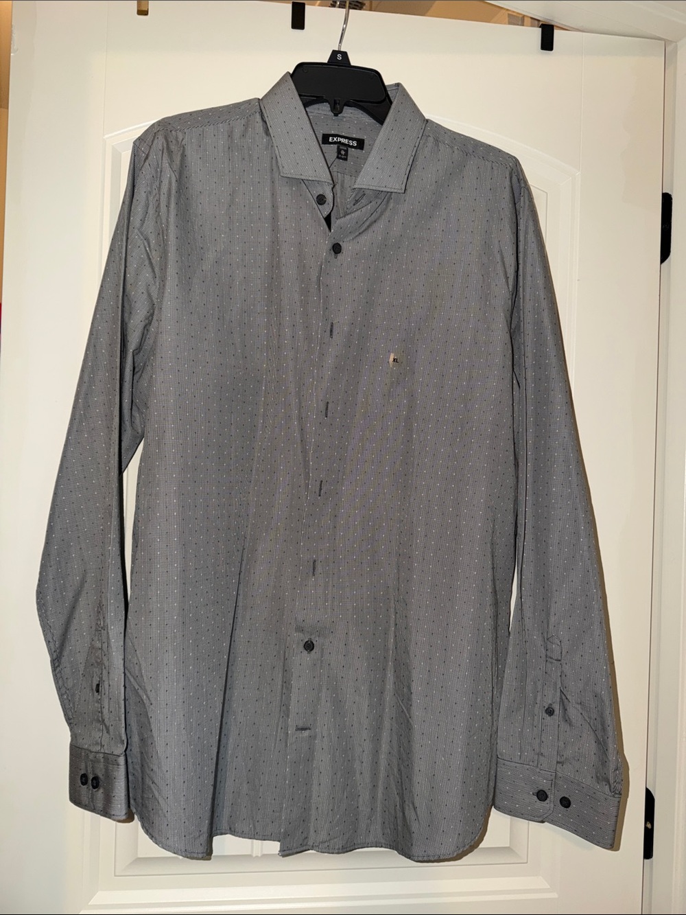 Express Men's Gray Microdot Dress Shirt